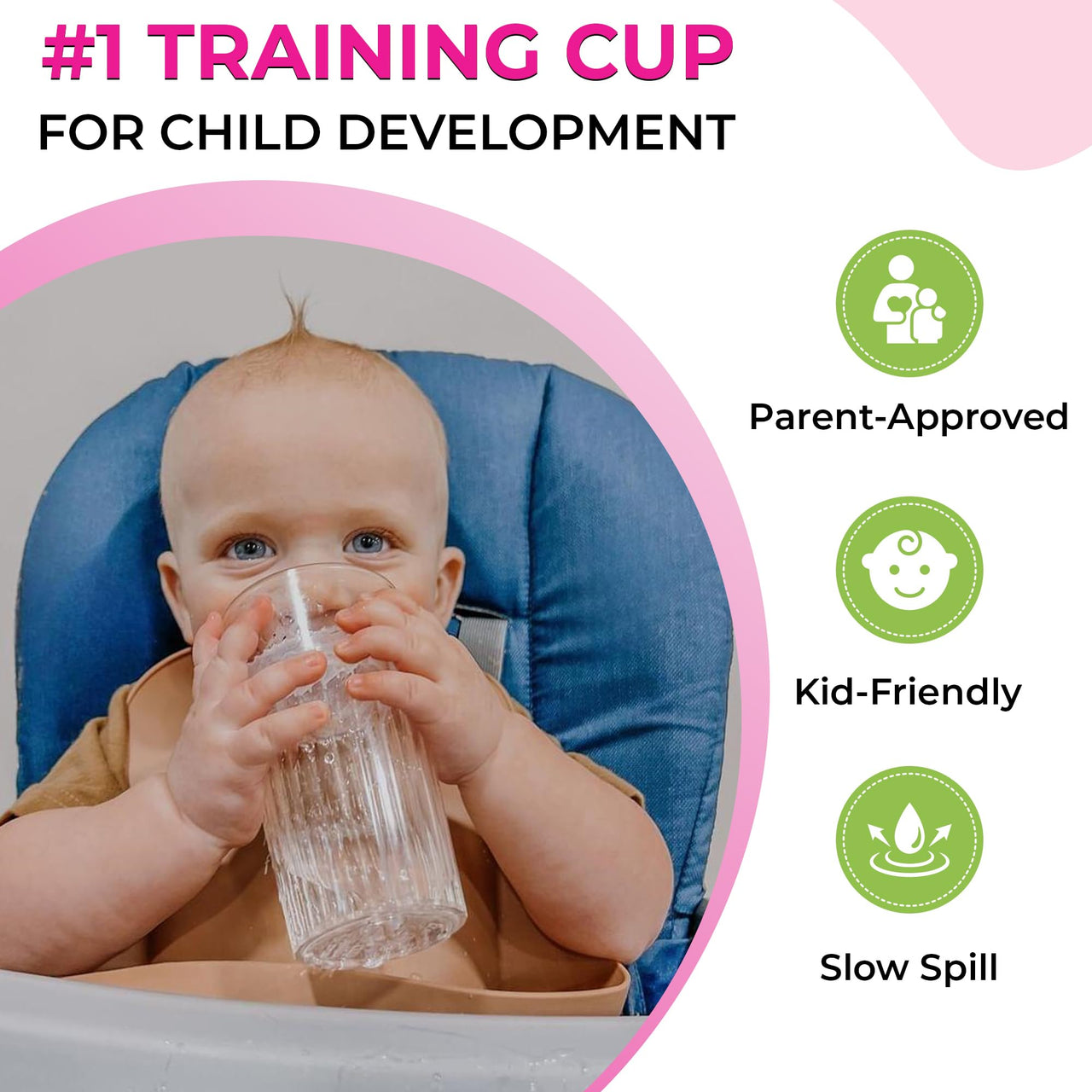 Image 6 of Reflo Smart Cup Bundle (Blue 1-Pack) Montessori Weaning Training for Toddlers, Slow-Spill Open-Cup Design, 360 Rim Flow-Control, Made in USA, BPA-Free, E-Guide via QR Code