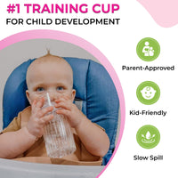 Thumbnail for Image 6 of Reflo Smart Cup Bundle (Blue 1-Pack) Montessori Weaning Training for Toddlers, Slow-Spill Open-Cup Design, 360 Rim Flow-Control, Made in USA, BPA-Free, E-Guide via QR Code