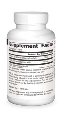Thumbnail for Source Naturals PABA - para-Amino Benzoic Acid, 100 mg Dietary Supplement - 100 Tablets
