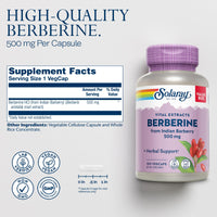 Thumbnail for SOLARAY Berberine 500mg - Berberine Supplement for a Healthy, Active Lifestyle - with Berberine HCl from Indian Barberry - Vegan, Non-GMO, 60-Day Guarantee, Lab Verified - 100 Servings, 100 VegCaps