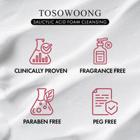 Thumbnail for TOSOWOONG Salicylic Acid Foam Cleanser for Oily Skin, 18,000ppm Salicylic Acid, Deep Pore Cleansing, Face Wash For Breakouts, Exfoliating Cleanser, Korean Skin Care, 100ml, 3.38 fl. oz.
