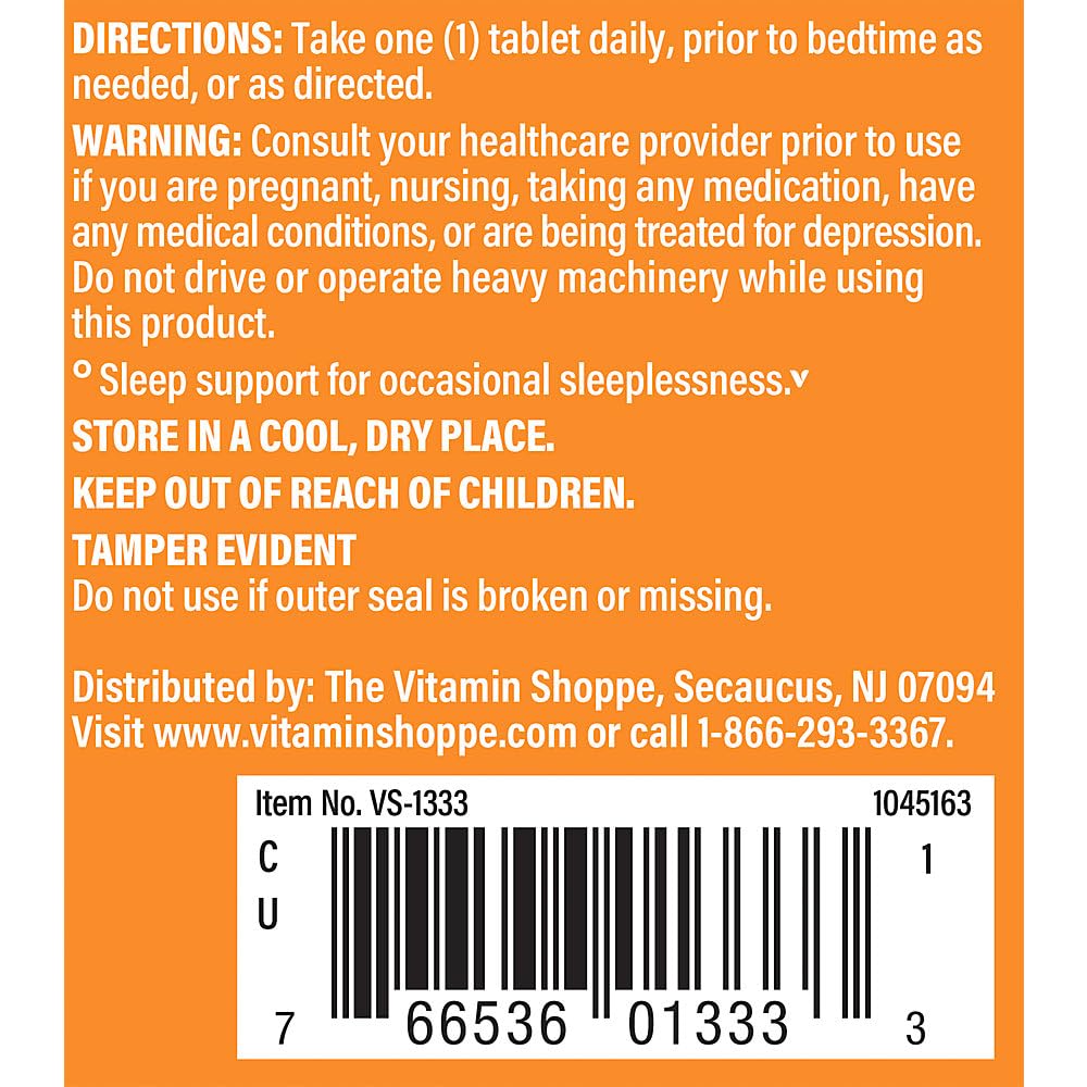 The Vitamin Shoppe Melatonin - Sleep Support, Restful Sleep & Healthy Sleep Cycle, Natural Sleep Aid (120 Tablets)