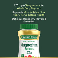 Thumbnail for Nature's Bounty Magnesium Citrate Gummies for Adults, Supports General Health, Bone, Nerve, Muscle & Heart Health Support, 270mg per Serving, Vegan, Non-GMO - Raspberry 90 Count