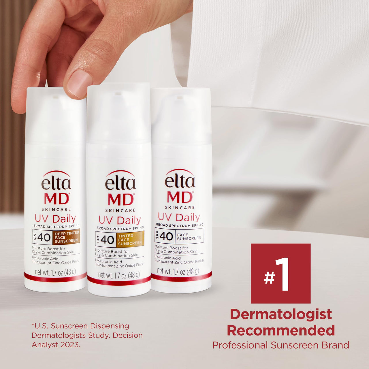 EltaMD UV Daily SPF 40 Face Sunscreen Moisturizer with Zinc Oxide, Daily Face Moisturizer with SPF, Sunscreen, For Dry Skin 1.7 oz Pump