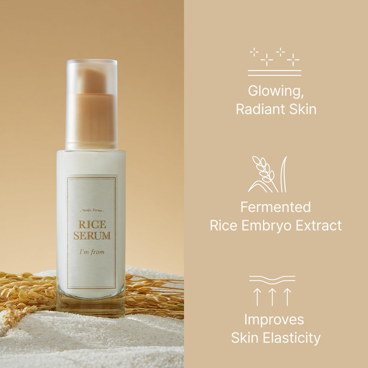 I'm from Rice Serum, Korean Fermented Rice Embryo Extract Boosts Collagen, Vitality, Radiant Glowing Skin, Niacinamide, Vitality to Dull Skin, Nourishing, Moisturizing