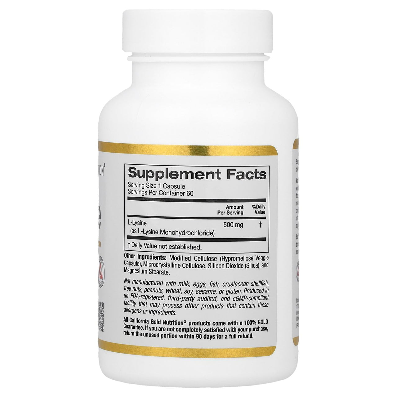 California Gold Nutrition L-Lysine, 500 mg, 60 Veggie Capsules