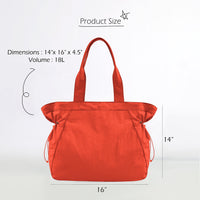 Thumbnail for ODODOS 18L Side-Cinch Shopper Bags Lightweight Shoulder Bag Tote Handbag for Shopping Workout Beach Travel, Spicy Orange
