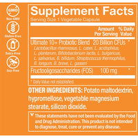 Thumbnail for The Vitamin Shoppe Ultimate 10+ Probiotics, 20 Billion CFUs for Digestive Health, Immune Support and Respiratory Health (30 Vegetable Capsule)