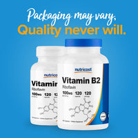 Thumbnail for Nutricost Vitamin B2 (Riboflavin) 100mg, 120 Capsules - Gluten Free and Non-GMO