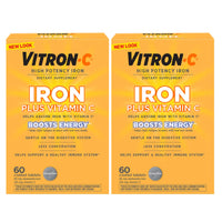 Thumbnail for Vitron-C Iron Supplement, Once Daily, High Potency Iron Plus Vitamin C, Support Red Blood Cell Production, Dye Free Tablets, 60 Count, 2 Pack