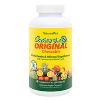 Thumbnail for NaturesPlus Source of Life Adult’s Chewable, Apple Cinnamon - 90 Wafers - Multivitamin & Mineral Supplement - Immune & Digestive Health Support with Vitamin D3 - Gluten Free, Vegetarian - 45 Servings