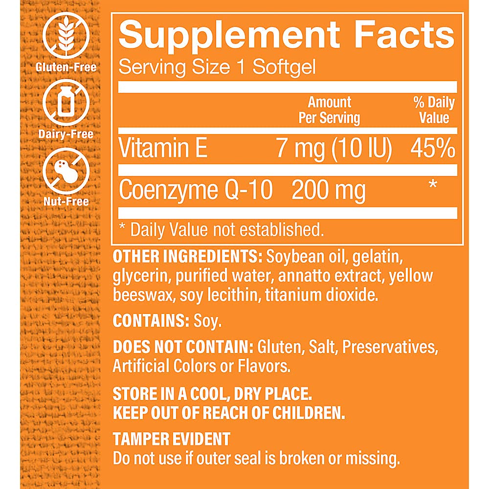 The Vitamin Shoppe CoQ-10 200mg Beneficial for Those Taking (60 Softgels)