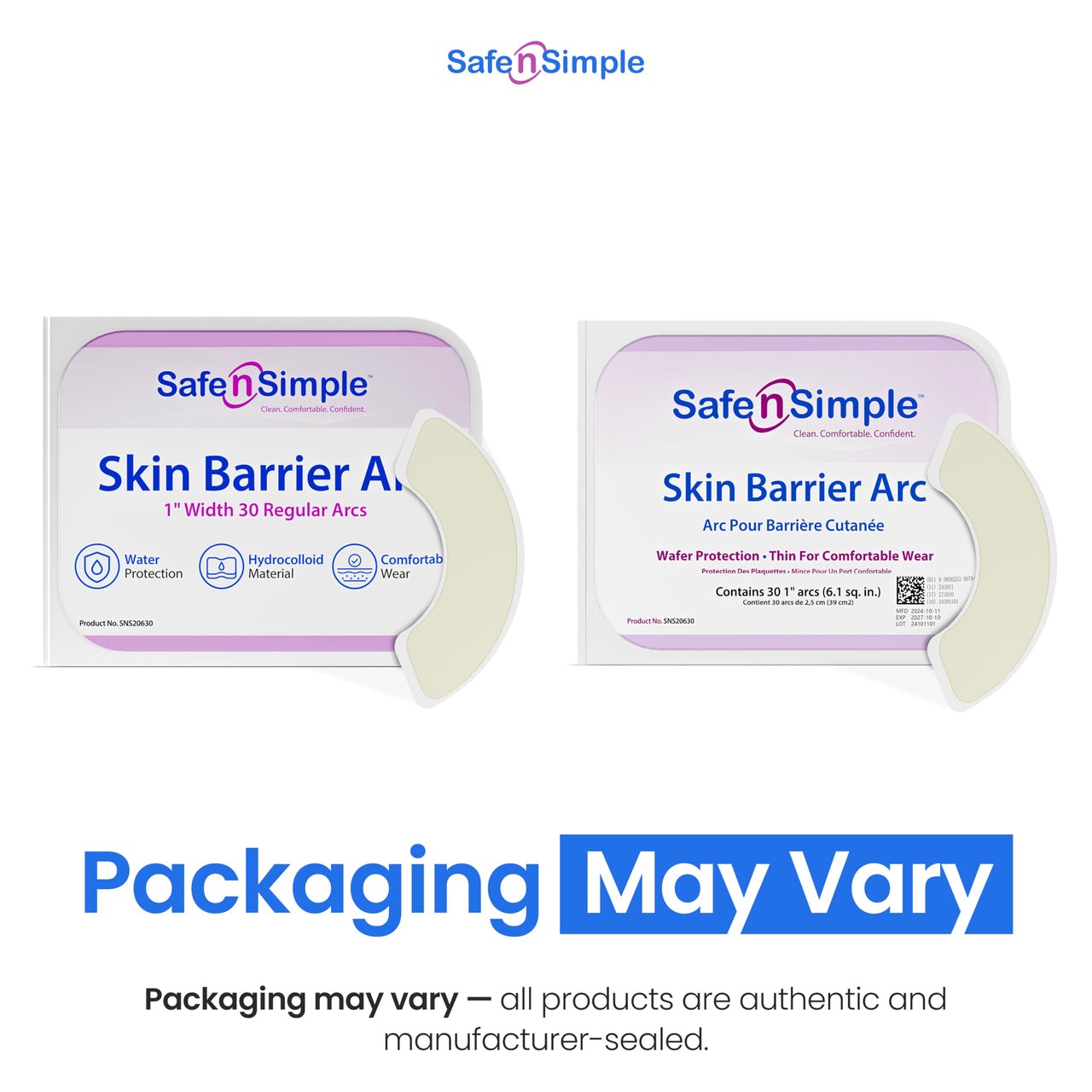 Safe n' Simple Elastic Hydrocolloid Ostomy Barrier Strips - 1" 30 Count - Waterproof Leak-Free Medical Grade Adhesive Skin Barrier Strips for Colostomy Ileostomy Urostomy Bag, Ostomy Supplies