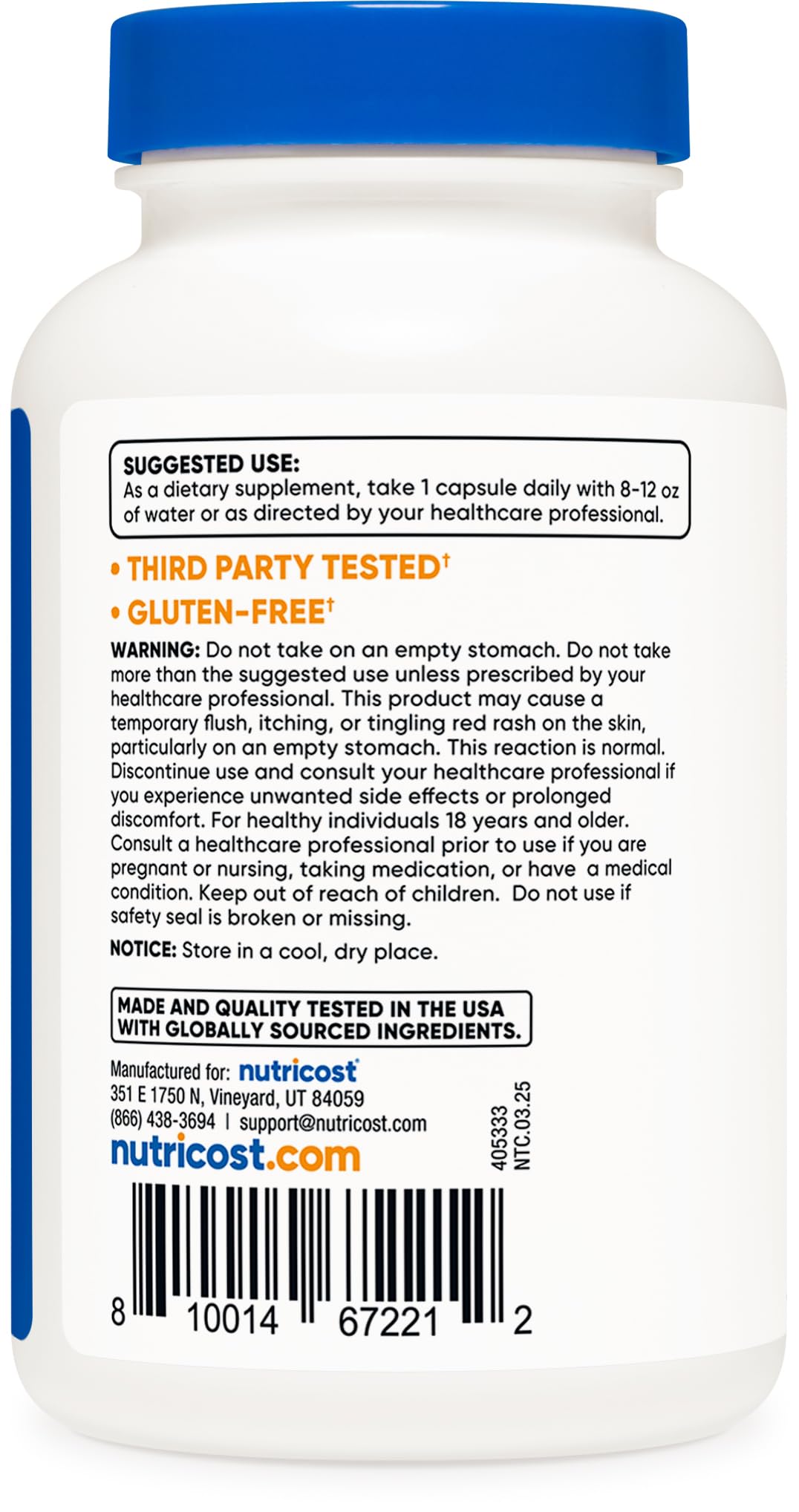 Nutricost Niacin (Vitamin B3) 100mg, 240 Capsules - with Flushing, Non-GMO, Gluten Free