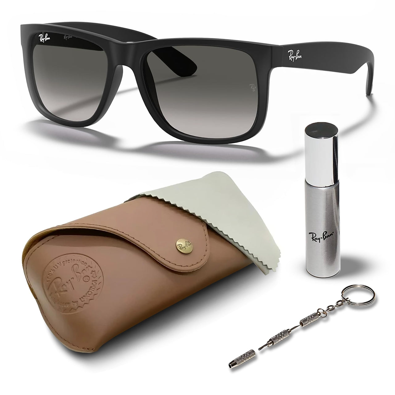 Ray-Ban RB4165 JUSTIN CLASSIC Square Shape Sunglasses with Official Eyewear Kit