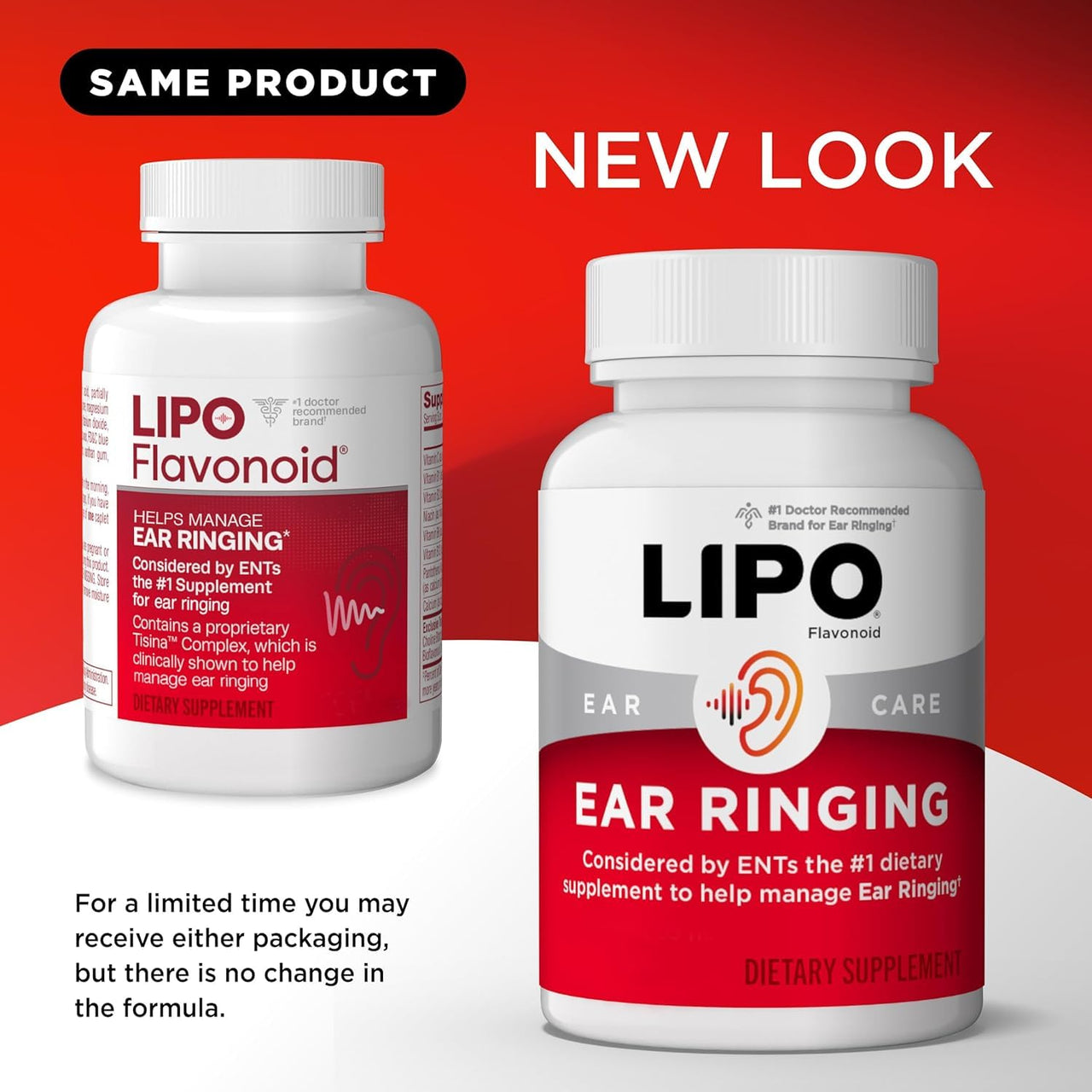 Lipo-Flavonoid Ear Ringing - Doctor-Recommended for Ringing Ears - Clinically Proven Lemon Bioflavonoid Complex with Vitamins C, B1, B2, B6, B12, & Calcium - 150 Caplets