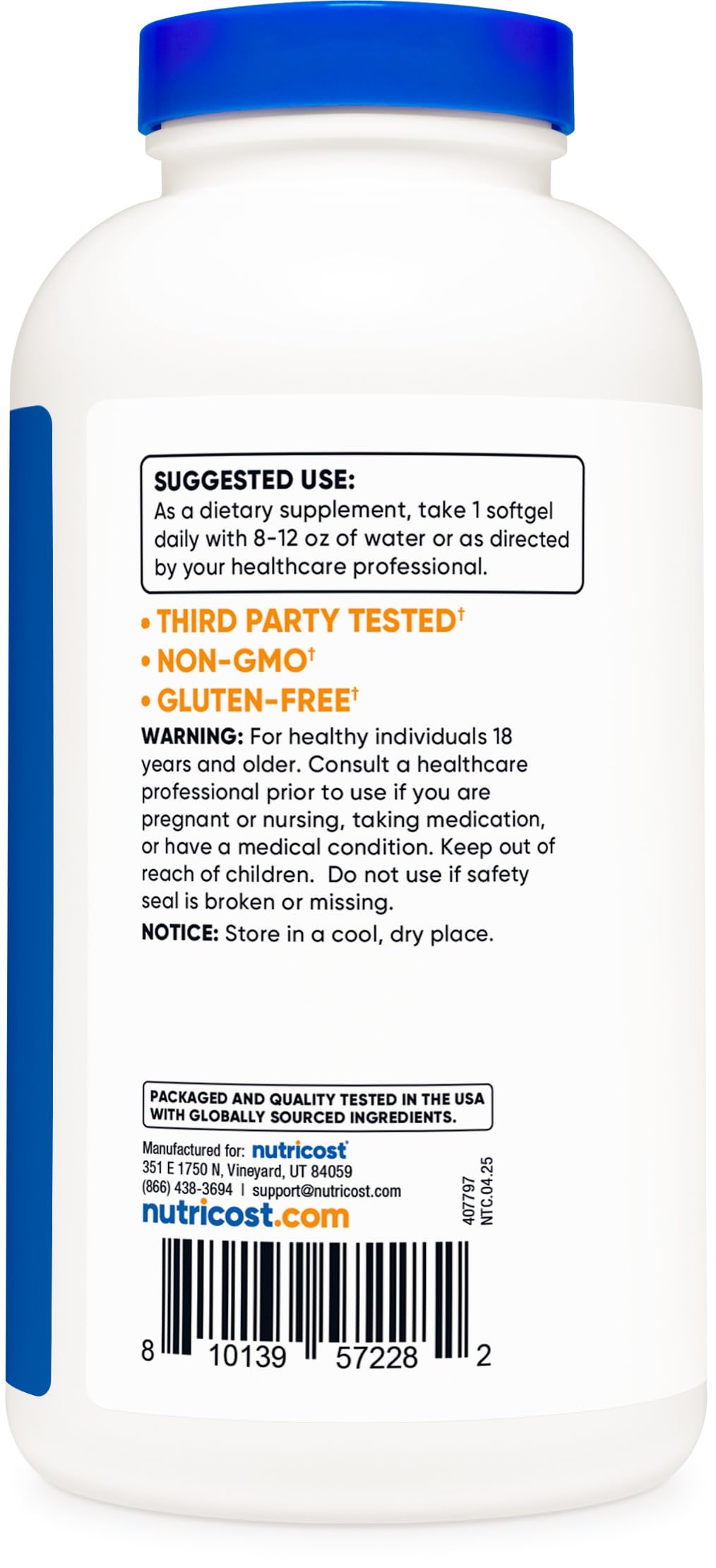 Nutricost Fish Oil Omega 3 Softgels with EPA & DHA (1000mg of Fish Oil, 560mg of Omega-3), 240 Softgels, Non-GMO, Gluten Free.