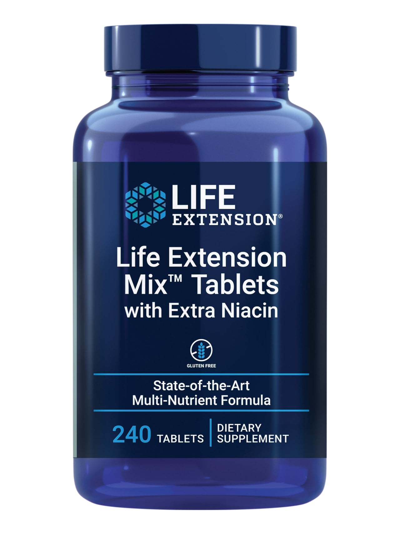 Life Extension Mix™ Tablets with Extra Niacin, high Potency, Advanced Vitamin, Mineral, Fruit & Vegetable Formula, Plus Extra B3, for Whole-Body Health, Healthy Aging, Gluten-Free, 240 Tablets