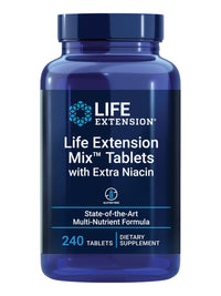 Thumbnail for Life Extension Mix™ Tablets with Extra Niacin, high Potency, Advanced Vitamin, Mineral, Fruit & Vegetable Formula, Plus Extra B3, for Whole-Body Health, Healthy Aging, Gluten-Free, 240 Tablets