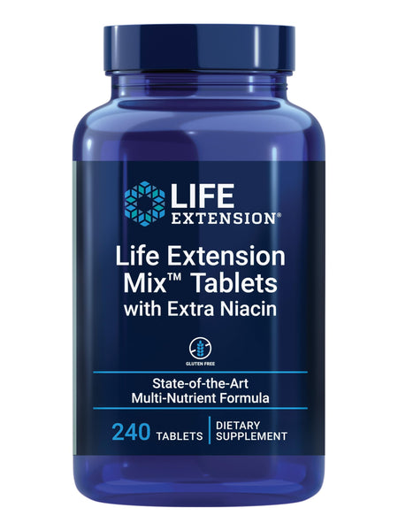 Life Extension Mix™ Tablets with Extra Niacin, high Potency, Advanced Vitamin, Mineral, Fruit & Vegetable Formula, Plus Extra B3, for Whole-Body Health, Healthy Aging, Gluten-Free, 240 Tablets