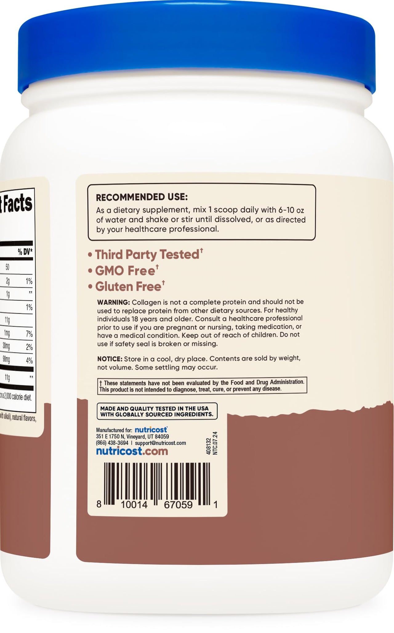 Nutricost Collagen Peptides Powder 1LB (454 G) (Chocolate) - Grass Fed Bovine Collagen Hydrolysate