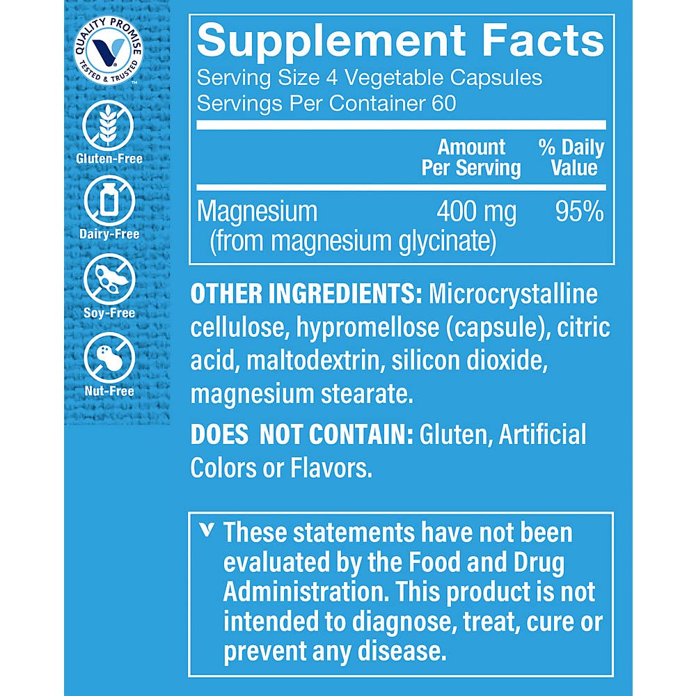 Magnesium Glycinate a Supports Energy Production & Cardiovascular Health a 400 MG (240 Capsules)