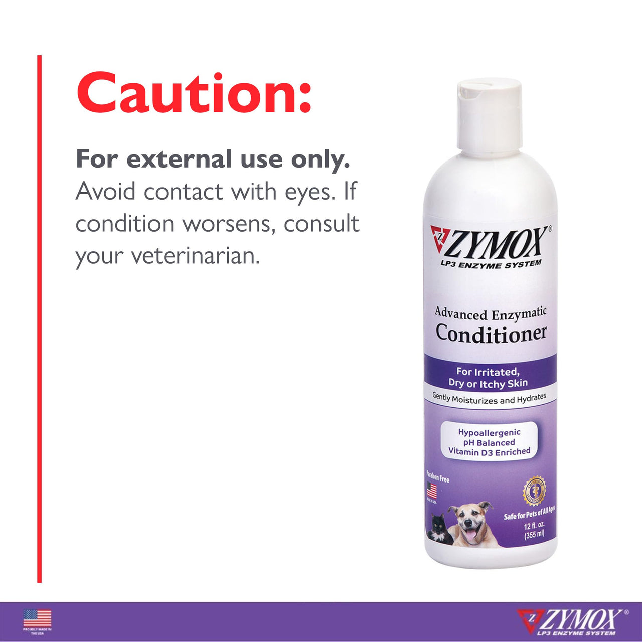 ZYMOX Advanced Enzymatic Leave-On Conditioner, 12oz. – for Pets & Animals of All Ages: Conditions, Detangles, Soothes, & Moisturizers Skin & Coat