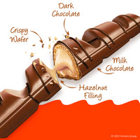 Thumbnail for Kinder Bueno Milk Chocolate and Hazelnut Cream, 5 Pack, 2 Individually Wrapped Chocolate Bars Per Pack, 7.5 oz
