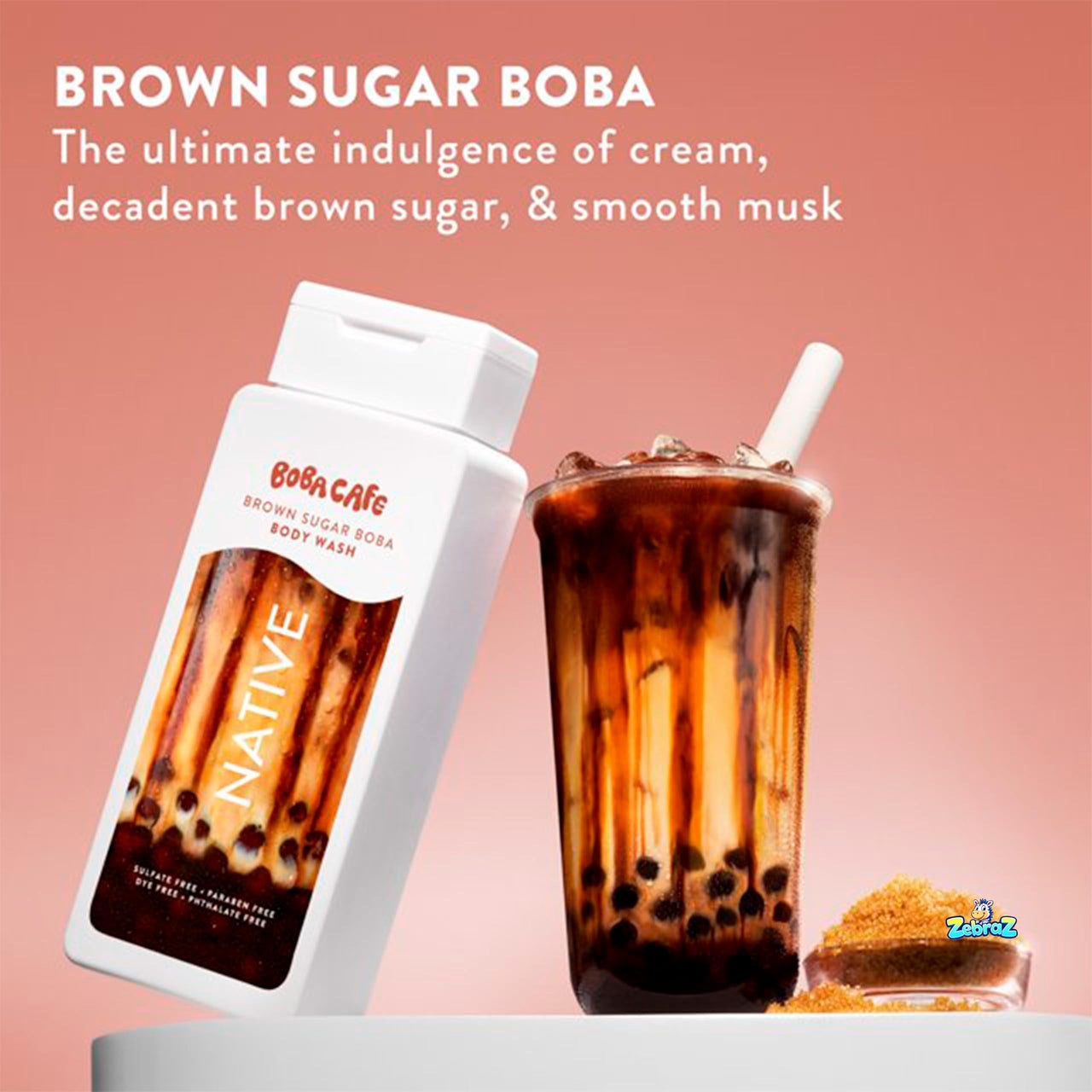Native Body Wash, Limited Edition Brown Sugar Boba, Sulfate Free Body Wash for Women & Men, Boba Café, 18 fl - Pack Of 02