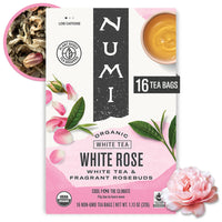 Thumbnail for Numi Organic White Rose Tea, 16 Tea Bags, White Tea & Fragrant Rosebuds, Low Caffeine