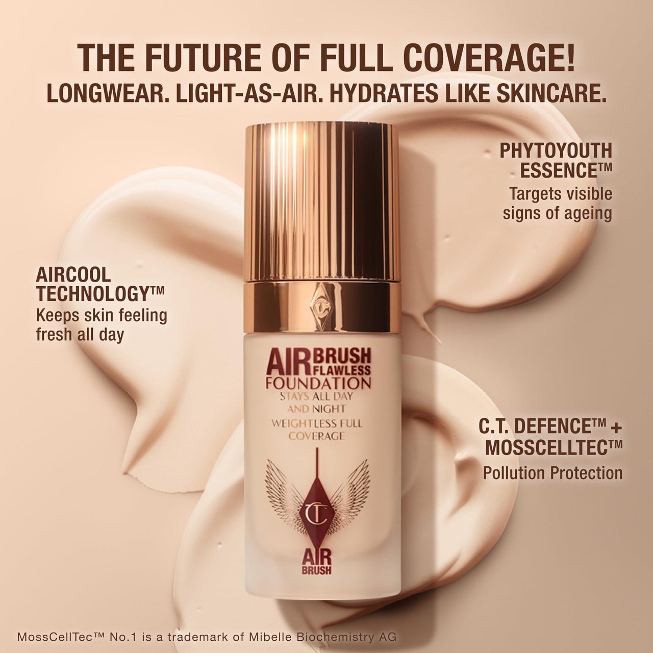Charlotte Tilbury Airbrush Flawless Matte Foundation - Full Coverage Liquid Makeup with a Natural-Matte Finish - Smoothes & Blurs Pores - Waterproof & Transfer Resistant - 4 Neutral
