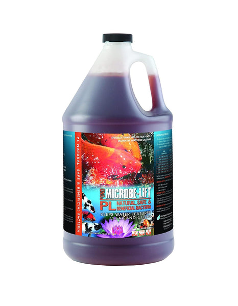 MICROBE-LIFT PL Pond and Outdoor Water Garden Cleaner, Safe for Live Koi Fish, Plant Life, and Decor, 1 Gallon
