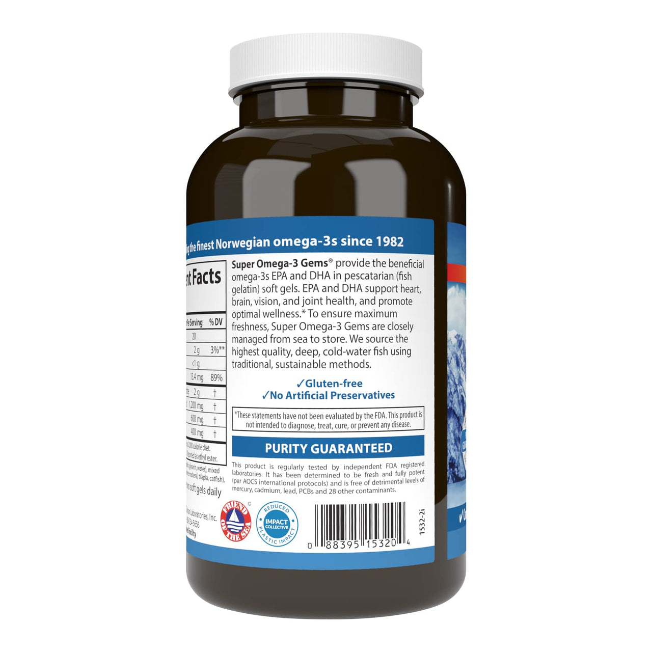 Carlson - Super Omega-3 Gems, 1200 mg Omega-3s, Cardiovascular Support, Brain Function & Vision Health, Norwegian, 180 soft gels
