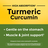 Thumbnail for Nature Made High Absorption Turmeric Curcumin Supplement Capsules, Turmeric Supplement, Muscle and Joint Support, 30 Capsules, 30 Day Supply