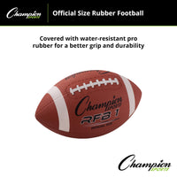 Thumbnail for Champion Sports Rubber Football – Durable All-Weather Football with Enhanced Grip - Backyard Play & Training - Official Size