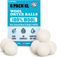 Thumbnail for Smart Sheep Wool Dryer Balls - 6-Pack - XL Premium Natural Fabric Softener Award-Winning - Wool Balls Replaces Dryer Sheets - Wool Balls for Dryer - Laundry Balls for Dryer