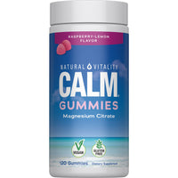 Thumbnail for Natural Vitality Calm, Magnesium Citrate Supplement, Stress Relief Gummies, Supports a Healthy Response to Stress, Gluten Free, Vegan, Raspberry Lemon, 120 Gummies