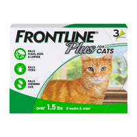 Thumbnail for FRONTLINE Plus Flea and Tick Treatment for Cats Over 1.5 lbs. 3 Treatments