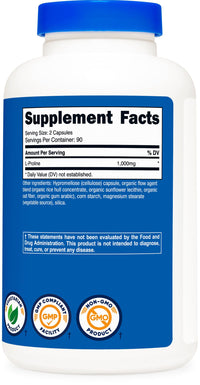 Thumbnail for Nutricost L-Proline 1000mg, 180 Capsules (90 Servings) - 500mg Per Cap, Non-GMO, Gluten Free
