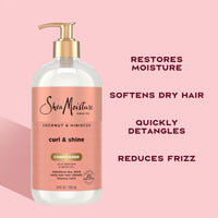 Thumbnail for Shea Moisture Curl & Shine Conditioner Coconut & Hibiscus, for Thick, Curly Hair, to Moisturize & Soften, 24 Fl oz