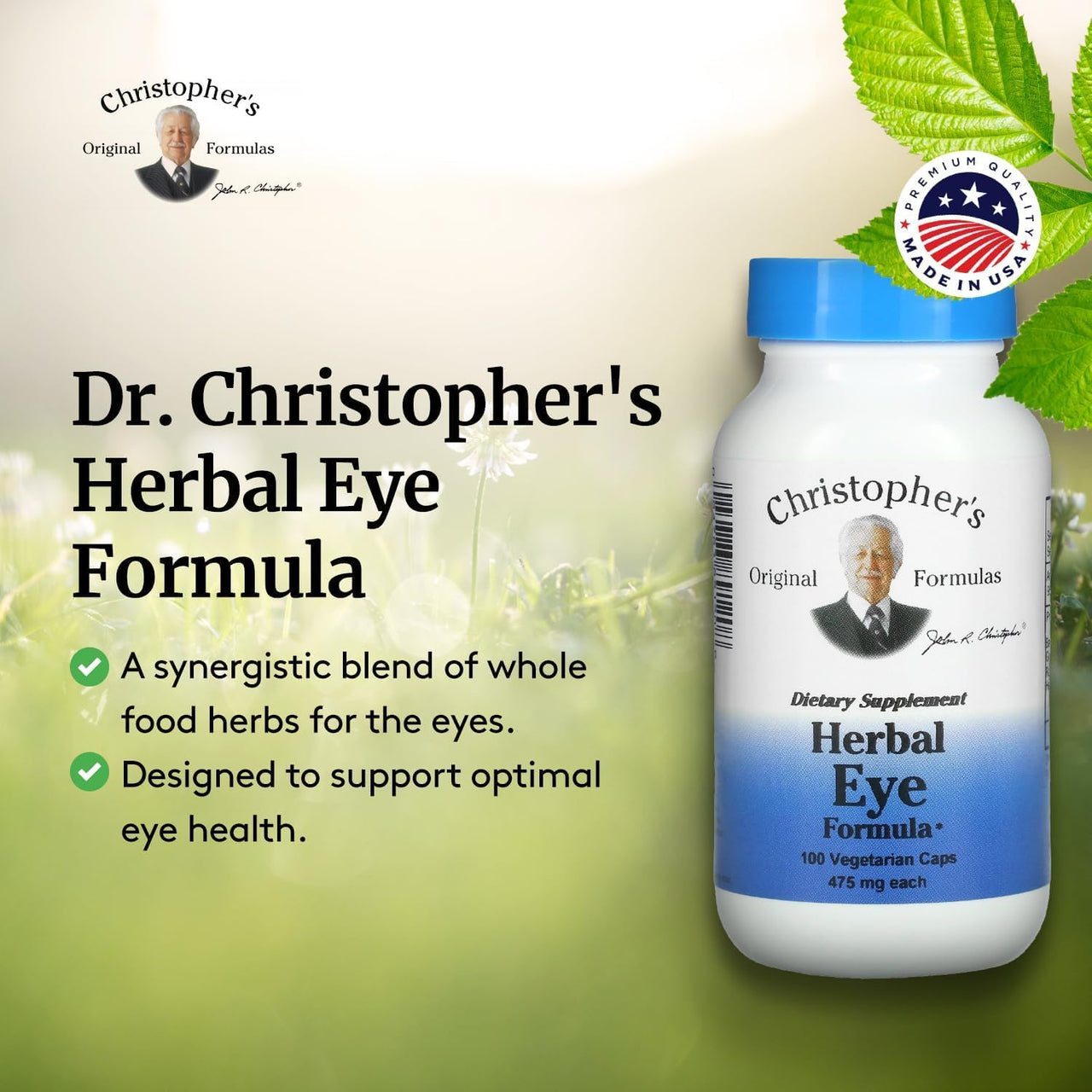 Christopher's Original Formulas Herbal Eye Formula - Eye Vitamins for Sight Care - Natural Eye Support Supplement with Whole Food Herbs for Optimal Visual Acuity