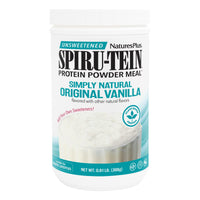 Thumbnail for NaturesPlus SPIRU-TEIN Simply Natural, Original Vanilla - 0.81 lb - Unsweetened Plant-Based Protein Shake - Non-GMO, Vegetarian, Gluten Free - 16 Total Servings