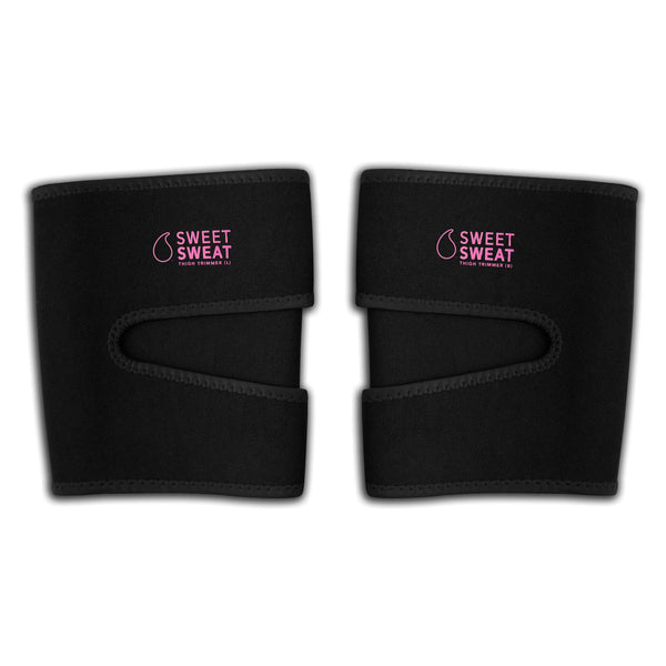 Sports Research Sweet Sweat Thigh Trimmers for Men & Women Increases Sweat & Activity to the Thighs during Exercise (Pink Logo, Medium)