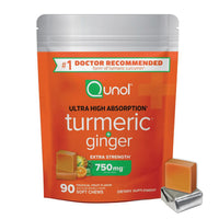 Thumbnail for Qunol Turmeric and Ginger Soft Chews, 750mg Turmeric Supplement, Ultra High Absorption to Support Joint Health, 90 Count