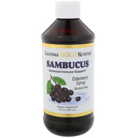 Thumbnail for California Gold Nutrition Sambucus Organic Elderberry Syrup Alcohol Free 8 fl oz 237 ml, Alcohol-Free, Organic, CGN