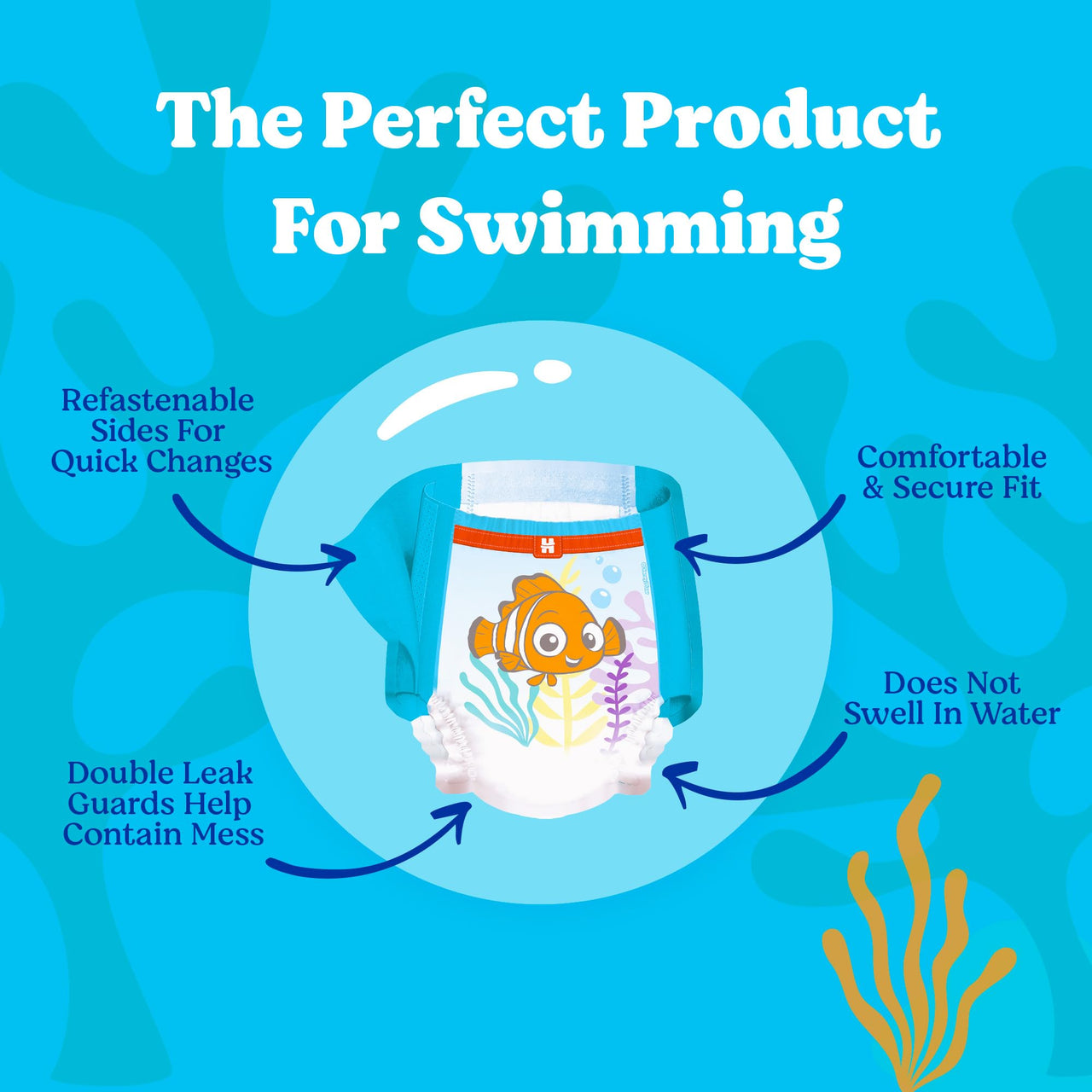 Huggies Little Swimmers Disposable Swim Diapers, Size 5-6 (32+ lbs), 34 Ct (2 Packs of 17), Packaging May Vary