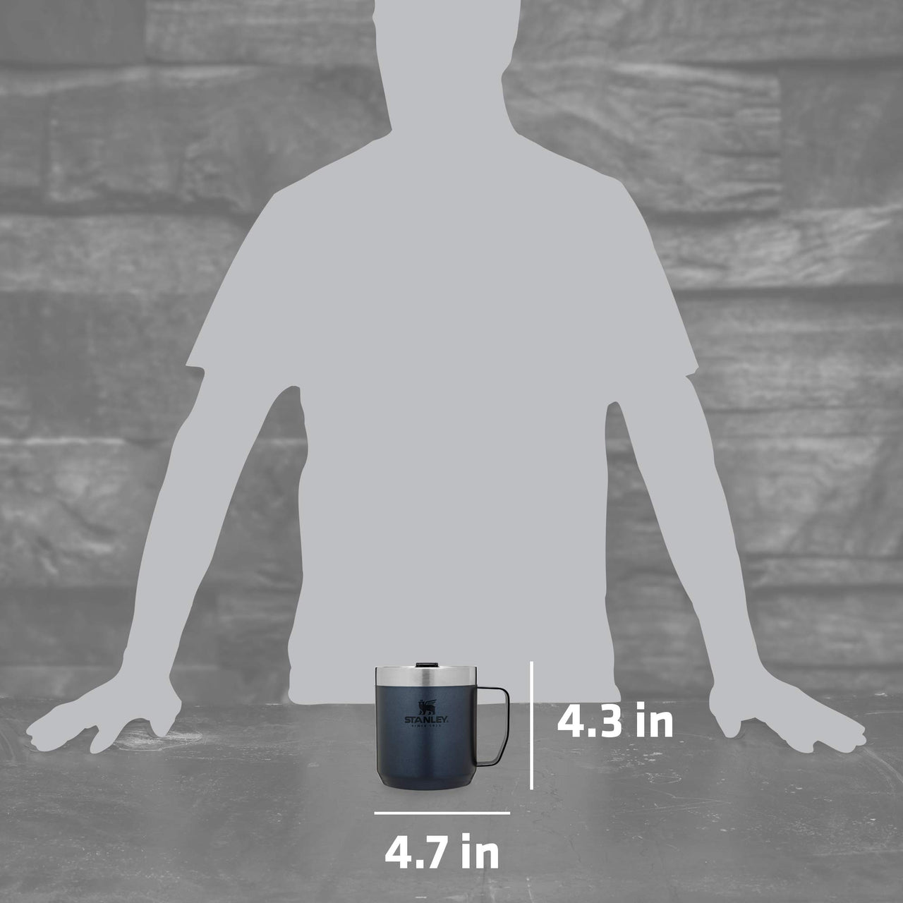 Stanley Stay-Hot Camp Mug 12 oz | Press Fit Drink Through Lid | Cup for Coffee, Tea and Drinks | Insulated Stainless Steel Coffee Mug | BPA-Free | Nightfall