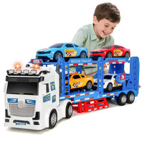 Thumbnail for BainGesk Semi Truck Toys Car for 3, 4, 5, 6, 8 Years Old Boys Girls, Adjustable Double Decker Carrier Truck with Light & Sound, Car Hauler with Trailer Toy, Large Transport Toy Gifts for Toddler