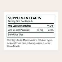 Thumbnail for Thorne Research - Zinc Picolinate 30 mg - Well-Absorbed Zinc Supplement for Growth and Immune Function - 180 Capsules