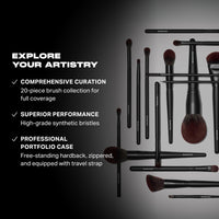 Thumbnail for Morphe MUA Life Makeup Brushes - 20 Piece Makeup Brush Set of Eye and Face Brushes - Made with Synthetic Bristles and Includes Carrying Case (20 Count)